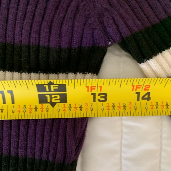 My Michelle Sweater Striped Cowl Neck Tied Ribbed Soft Black Purple Girls Size L - Picture 11 of 15